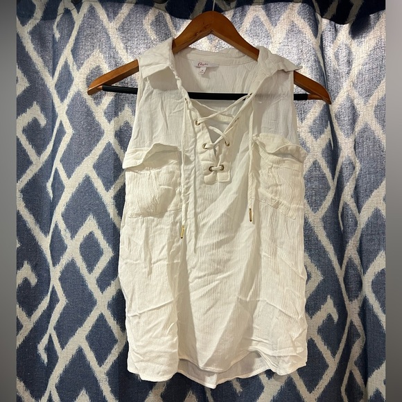 Candies White Lace Up Tank Top Size M - Picture 1 of 5